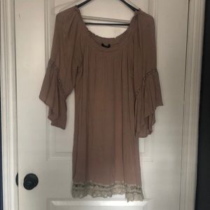 Off shoulder taupe dress